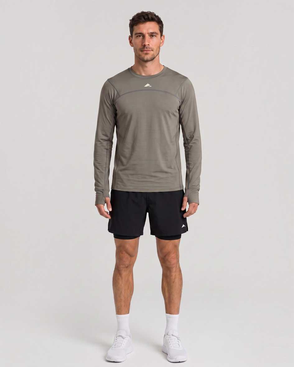Adapt Long Sleeve Running Top - Khaki