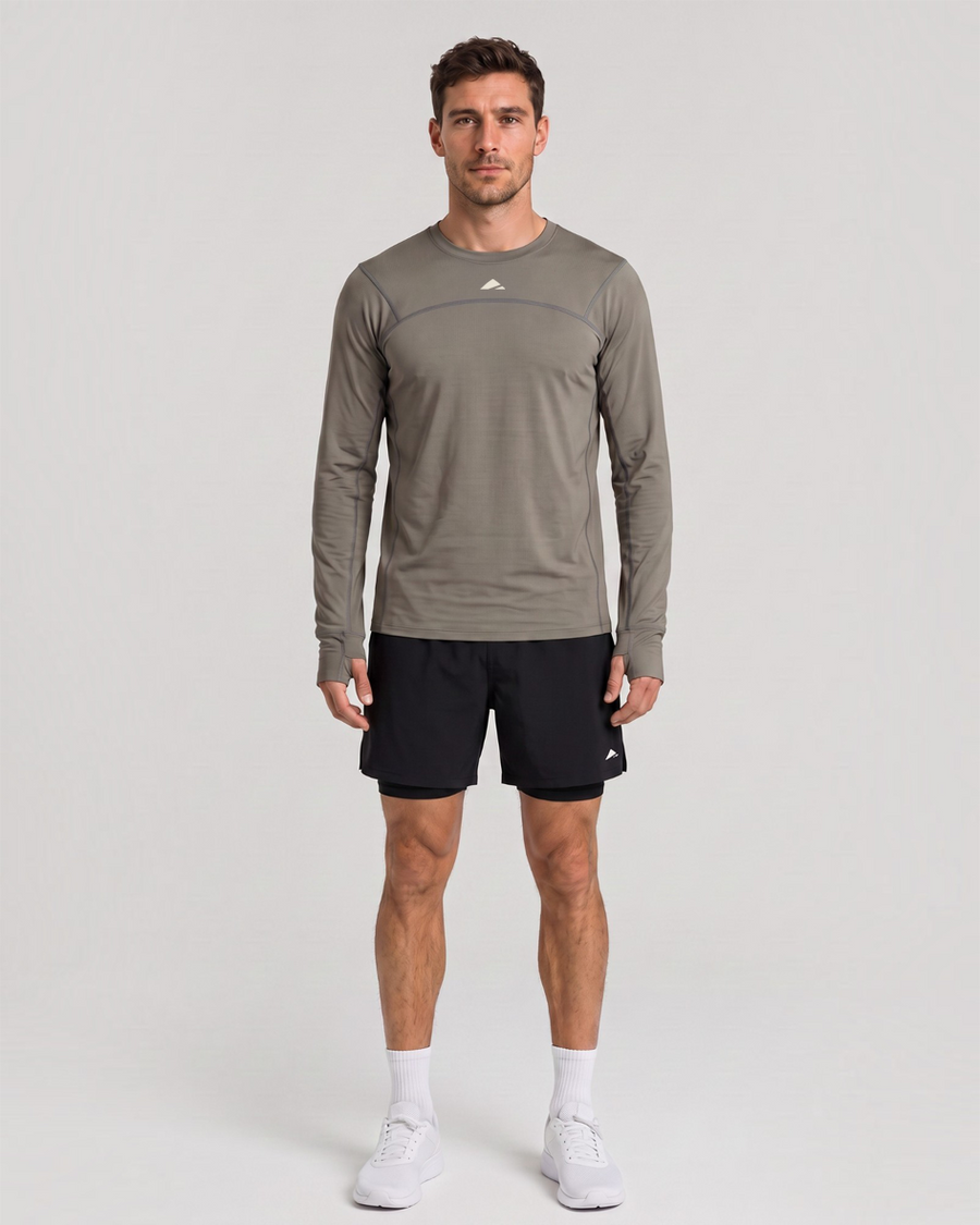 Adapt Long Sleeve Running Top - Khaki