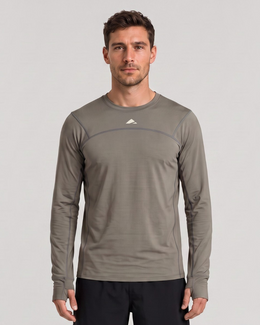 Adapt Long Sleeve Running Top - Khaki
