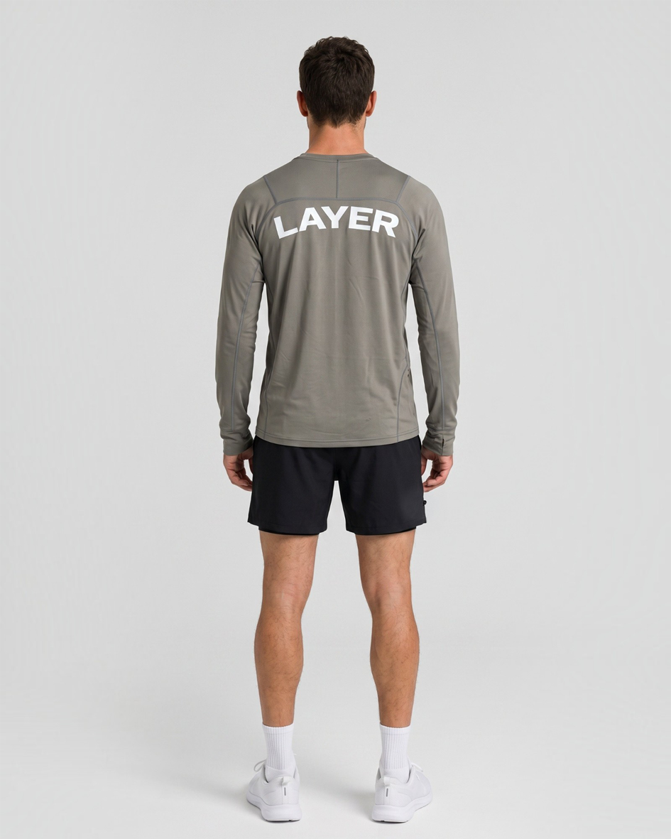 Adapt Long Sleeve Running Top - Khaki