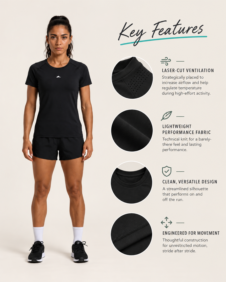 Adapt Women's Running Tee - Black