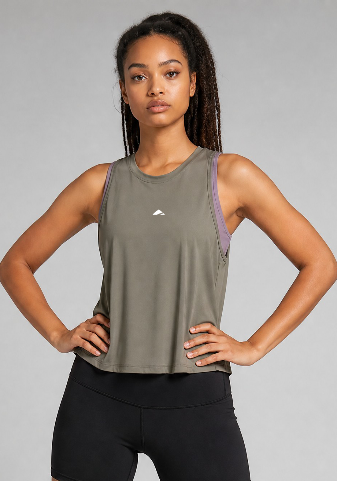 Layer AeroFlow Training Vest in khaki, front view
