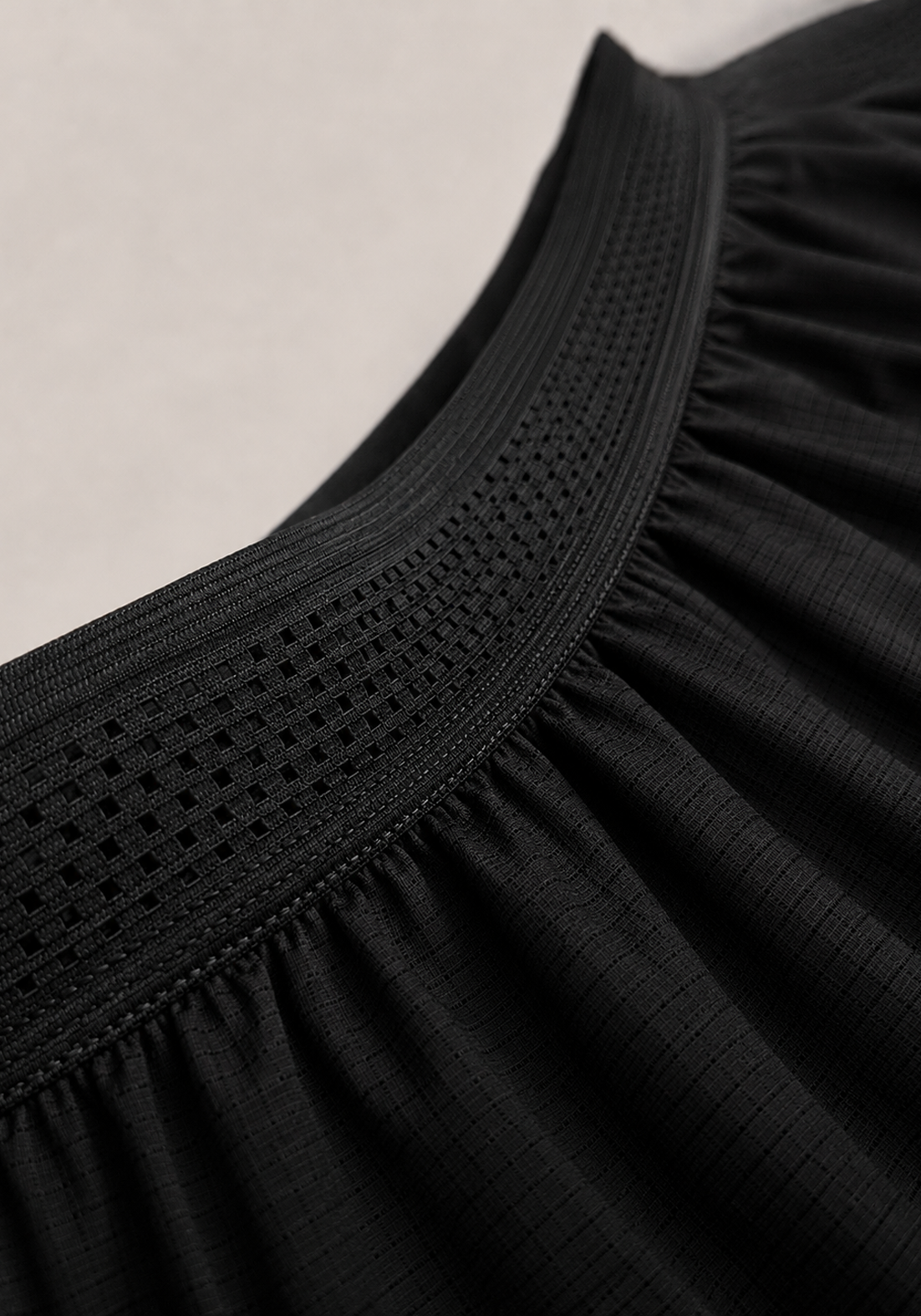 Layer AeroLYR Split Run Shorts in Black, waistband detail
