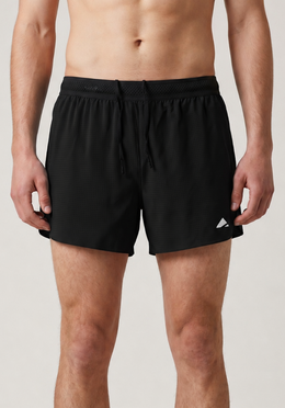 Layer AeroLYR Split Run Shorts in Black, front view
