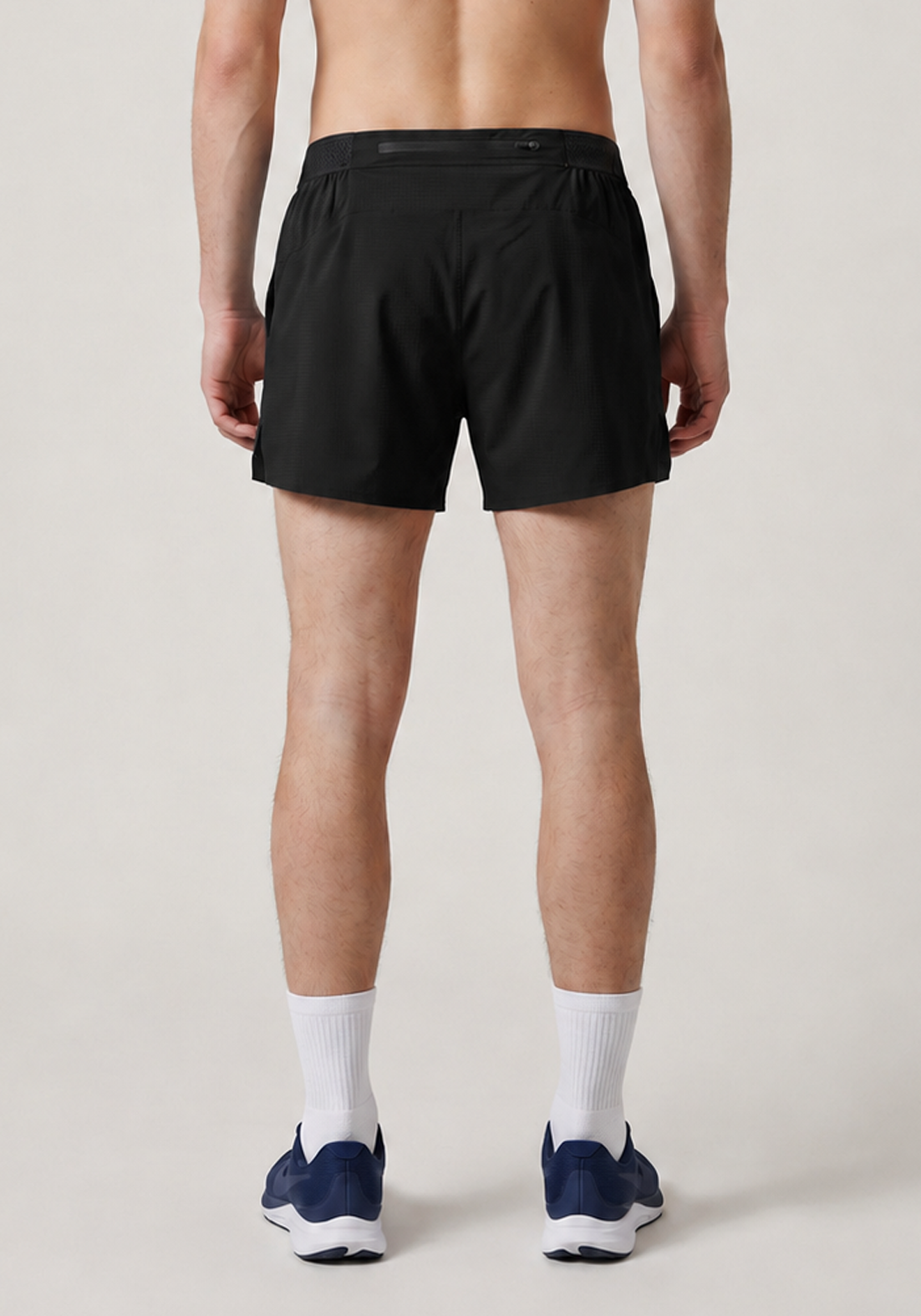 Layer AeroLYR Split Run Shorts in Black, back view
