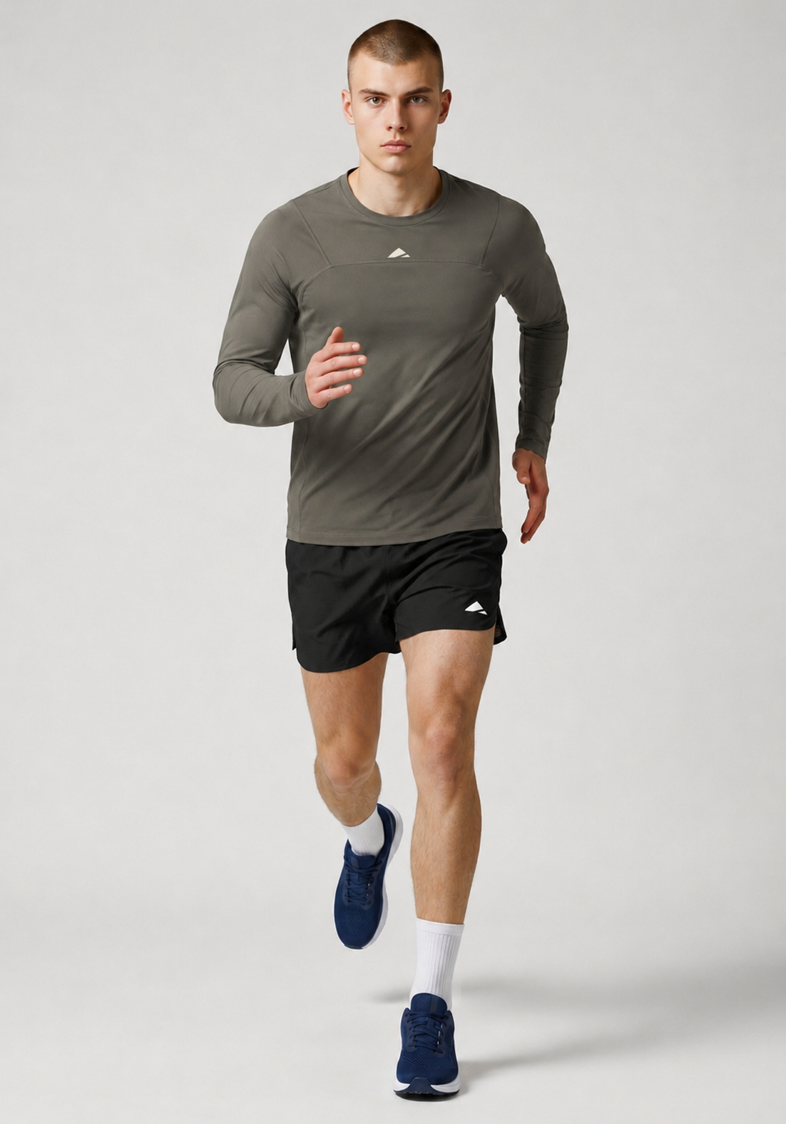 Layer AeroLYR Split Run Shorts in Black, running view
