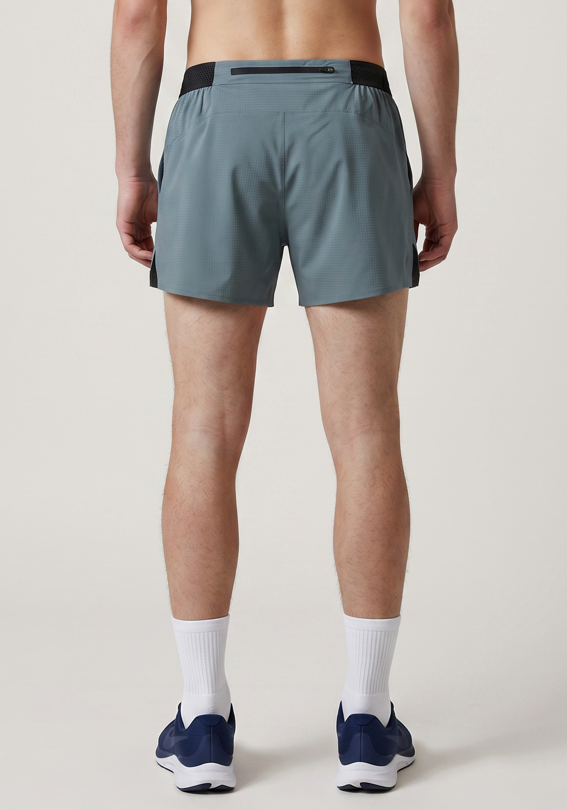Layer AeroLYR Split Run Shorts in Storm Grey, back view
