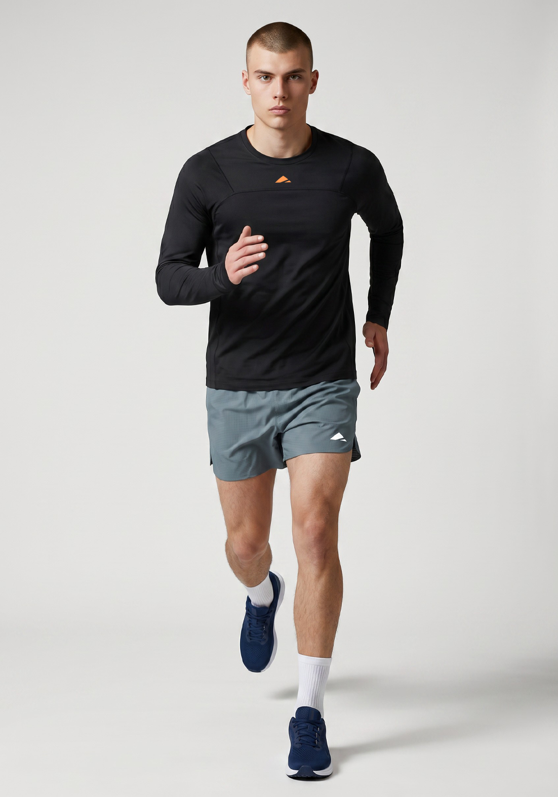 Layer AeroLYR Split Run Shorts in Storm Grey, running view