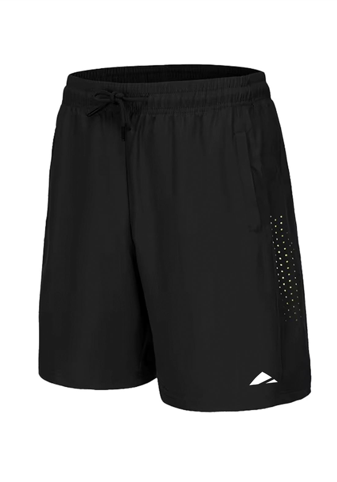 Layer Axis Training Shorts black angled front view showing lightweight training fit and laser cut ventilation