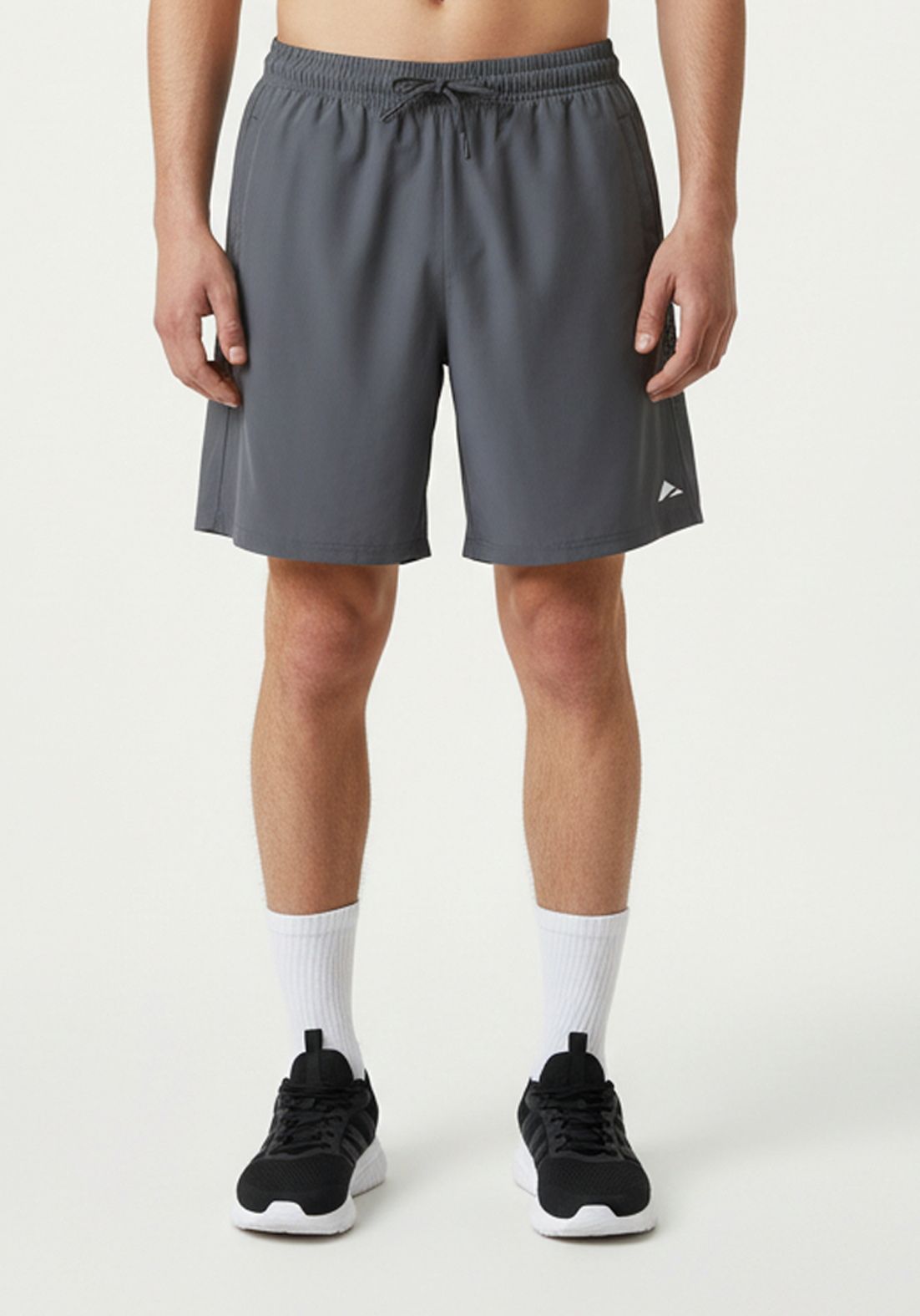 Layer Axis 7" Training Shorts in dark grey, front view

