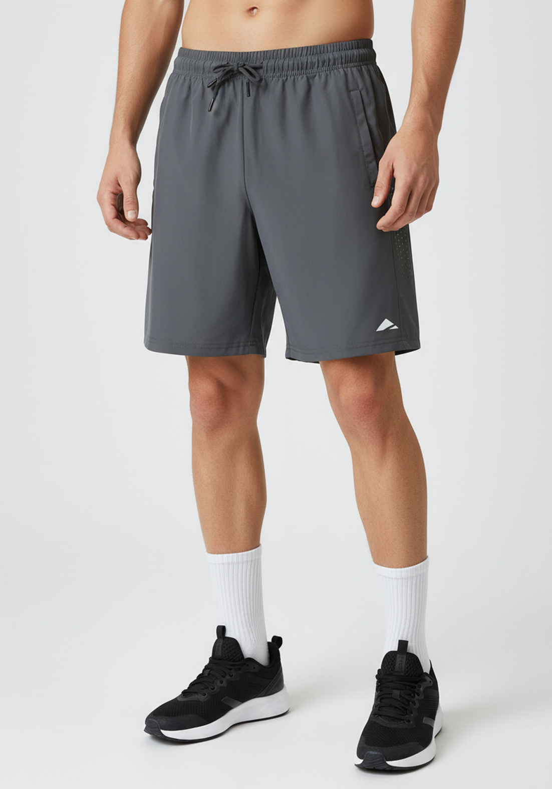 Layer Axis Training Shorts close up showing laser cut airflow panels