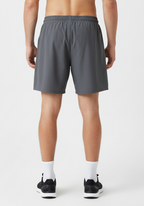 Layer Axis 7" Training Shorts in dark grey, rear ventilation view
