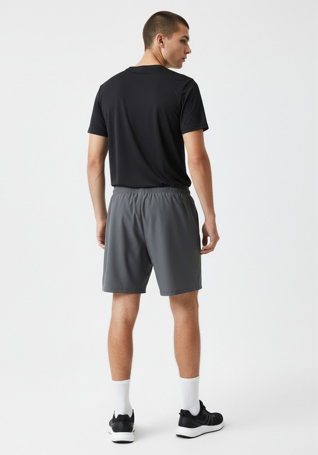Layer Axis 7" Training Shorts in dark grey, rear ventilation view full