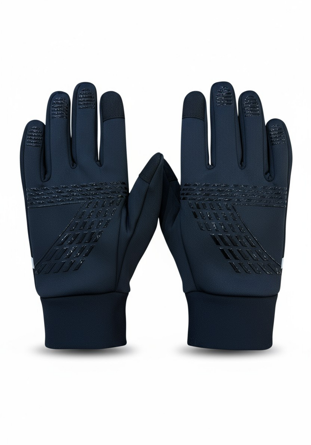 View of the Layer COLDLYR Run Gloves showing the textured silicone grip pattern and touchscreen-compatible fingertips.
