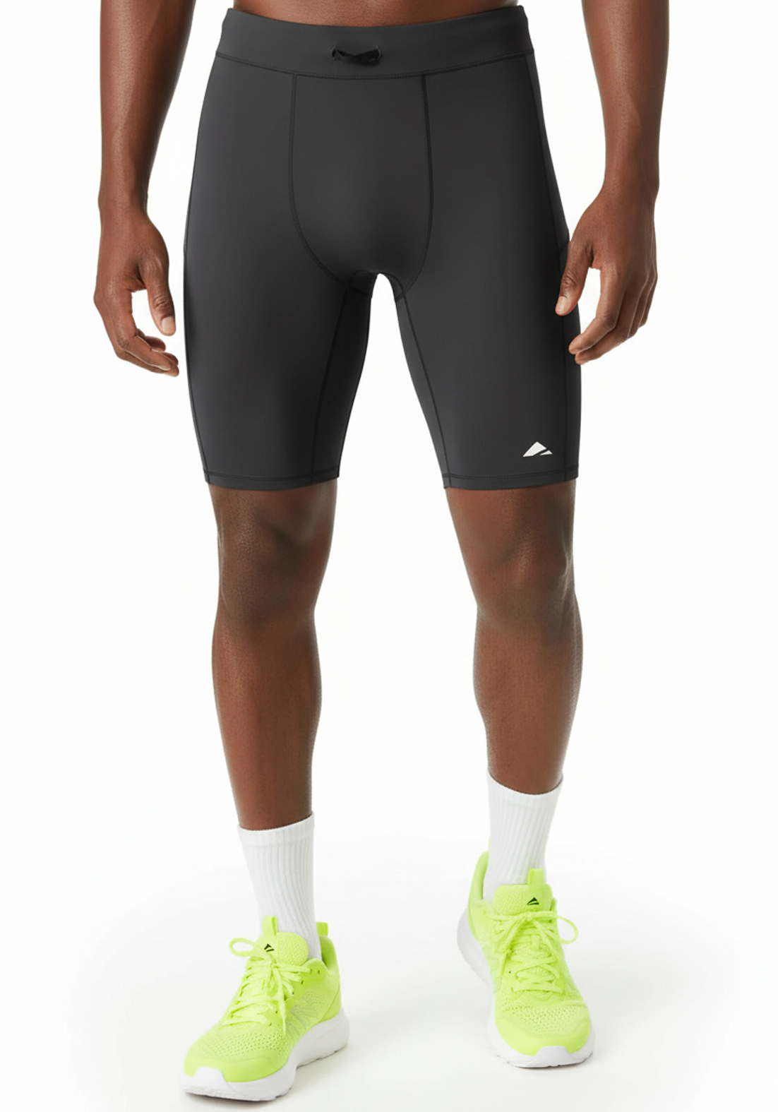 Layer men's Core Run Short Tights in black, front view
