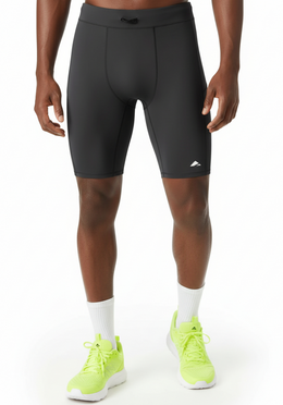 Layer men's Core Run Short Tights in black, front view
