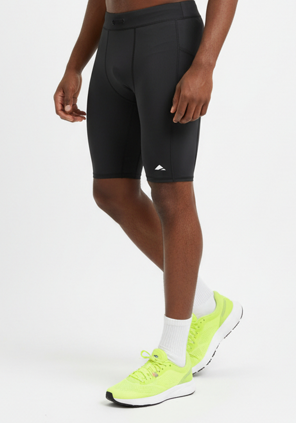 Layer Core black short running tights with side pocket and supportive compression fit