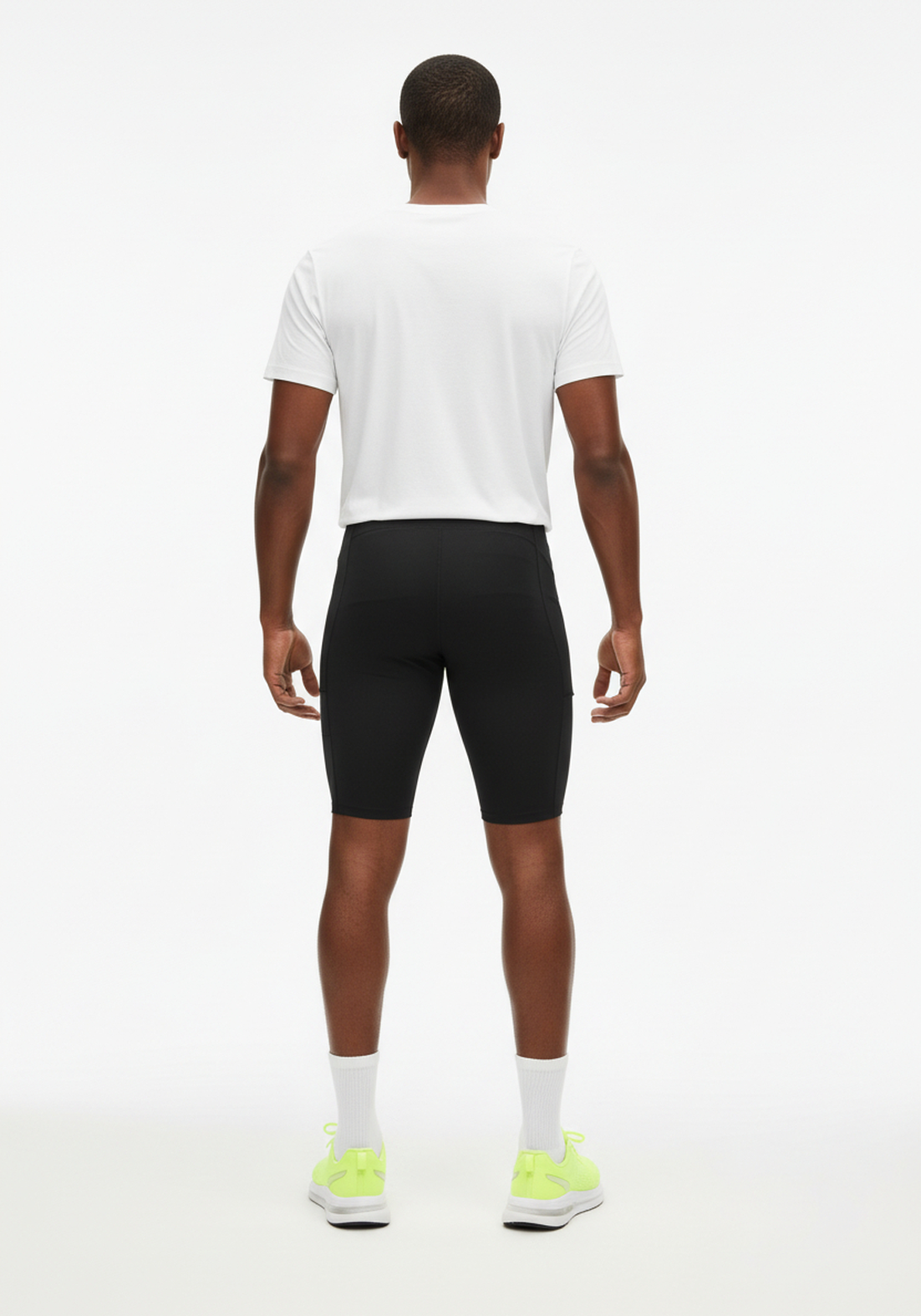 Layer Core men’s running short tights in black with secure rear zip pocket detail