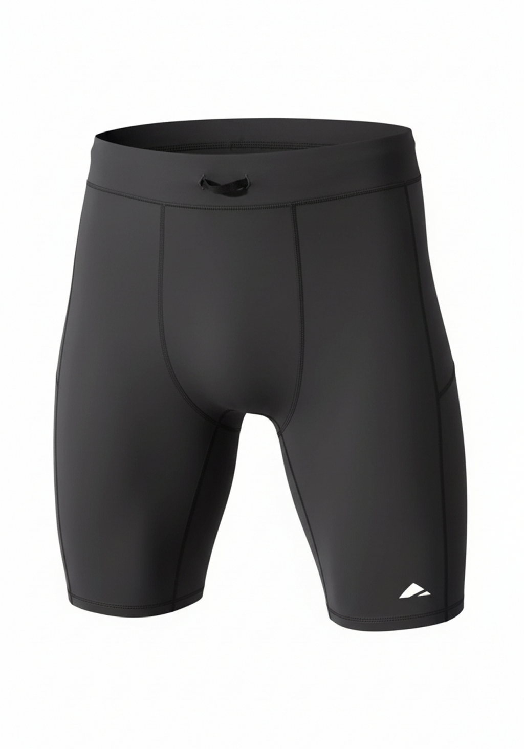 Layer Core running short tights in black with compression fit and clean front panel