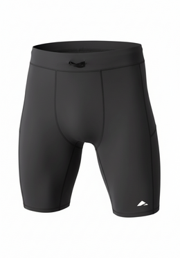Layer men's Core Run Short Tights in black, front panel view

