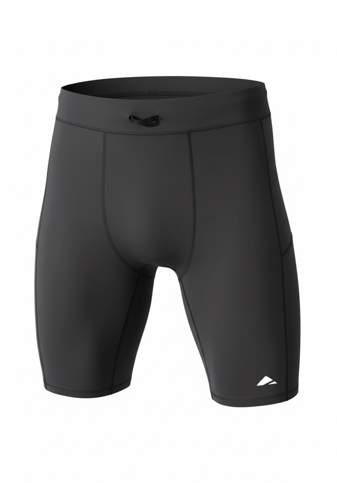 Layer Core running short tights in black with compression fit and clean front panel