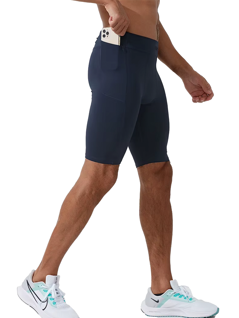 Layer Men’s Core Run Short Tights in navy – model wearing compression-style shorts designed for performance