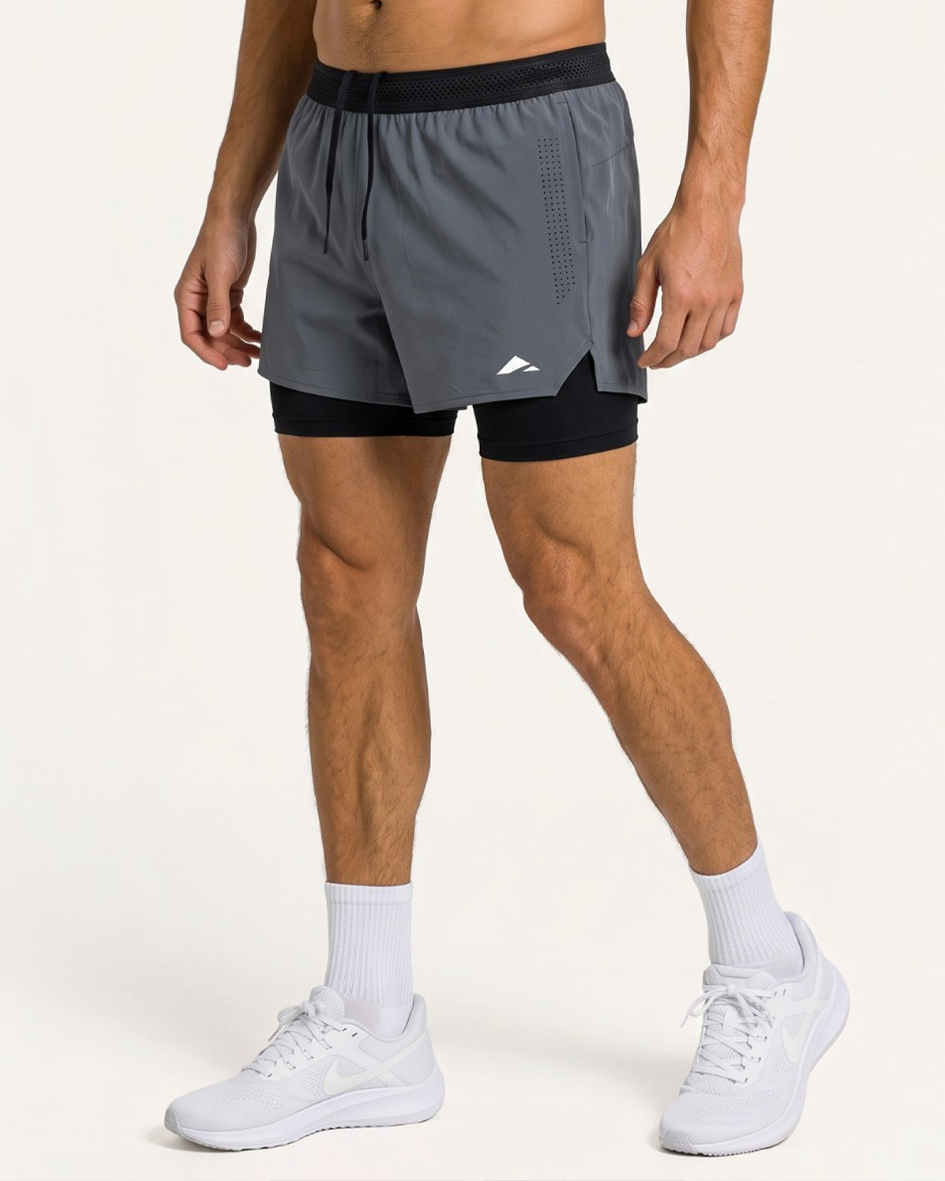 Engage Pro 2-in-1 Running Shorts - Grey Steel