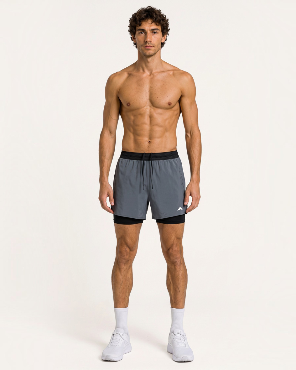Engage Pro 2-in-1 Running Shorts - Grey Steel