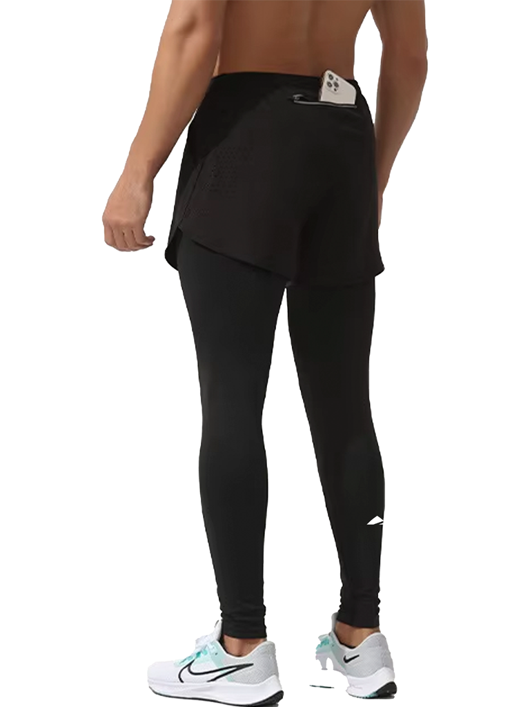 Layer Men’s Engage+ 2-in-1 Running Shorts in black – lightweight dual-layer design for running and training