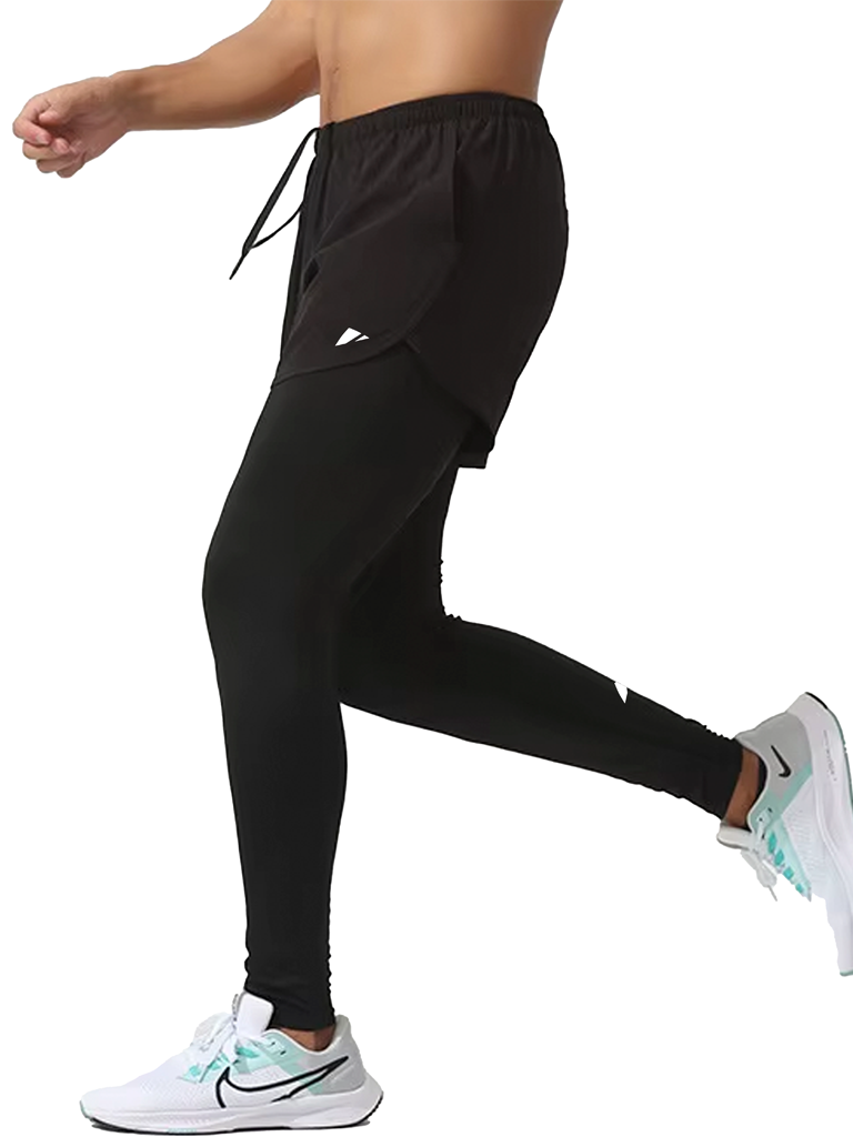 Layer Men’s Engage+ 2-in-1 Running Shorts in black – model wearing performance shorts designed for movement and breathability