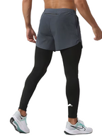 Layer Men’s Engage+ 2-in-1 Running Shorts in grey steel – performance 2-in-1 shorts for running and cross training