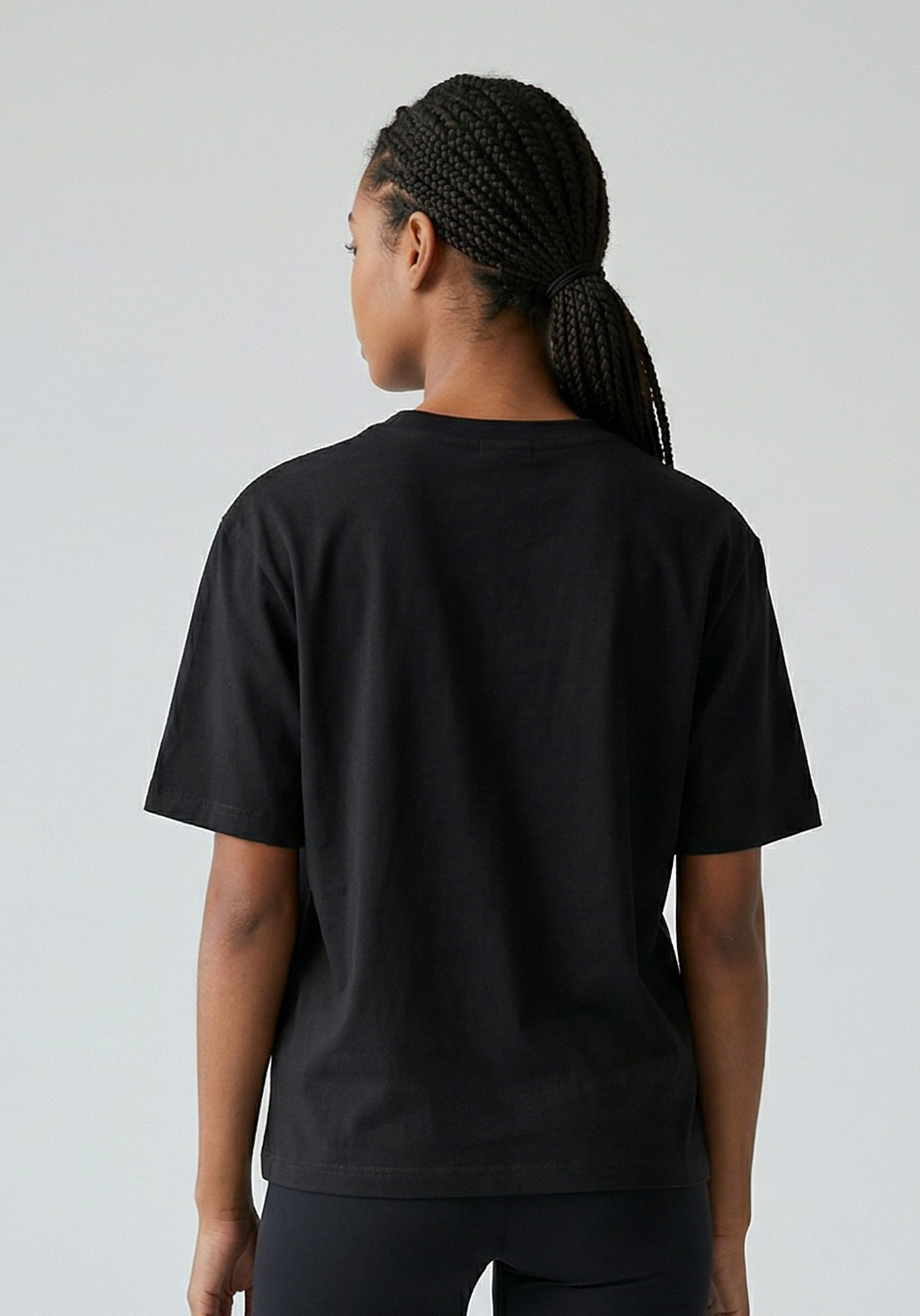 Layer FLXFIT Box Tee in Black, back view
