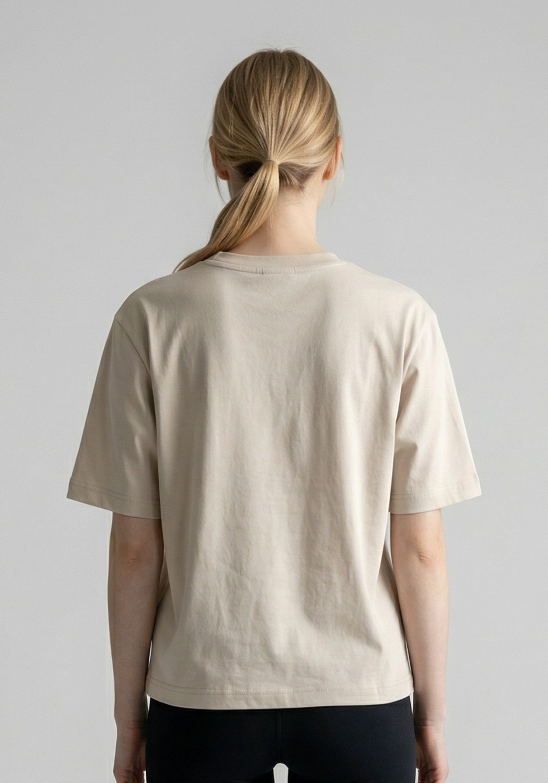 Layer FLXFIT Box Tee in Cloud, back view

