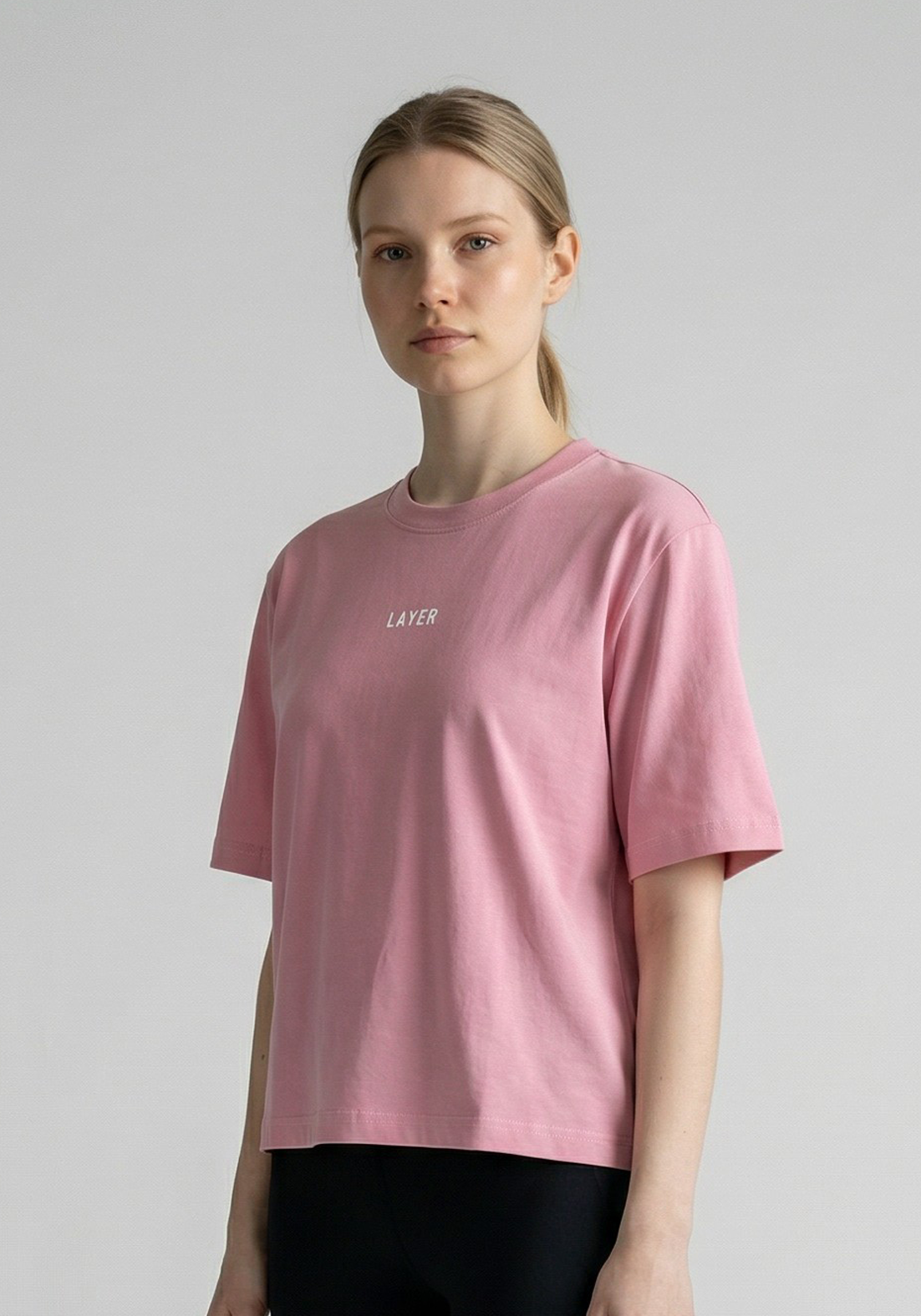 Layer FLXFIT Box Tee in Dusty Pink, front side view