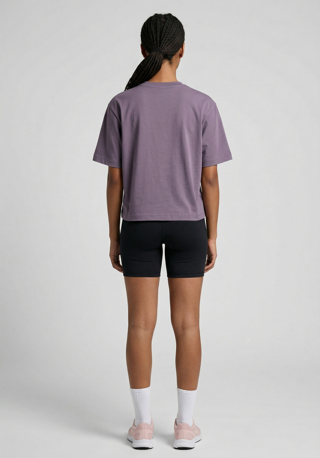 Layer FLXFIT Box Tee in Dusty Purple, back view
