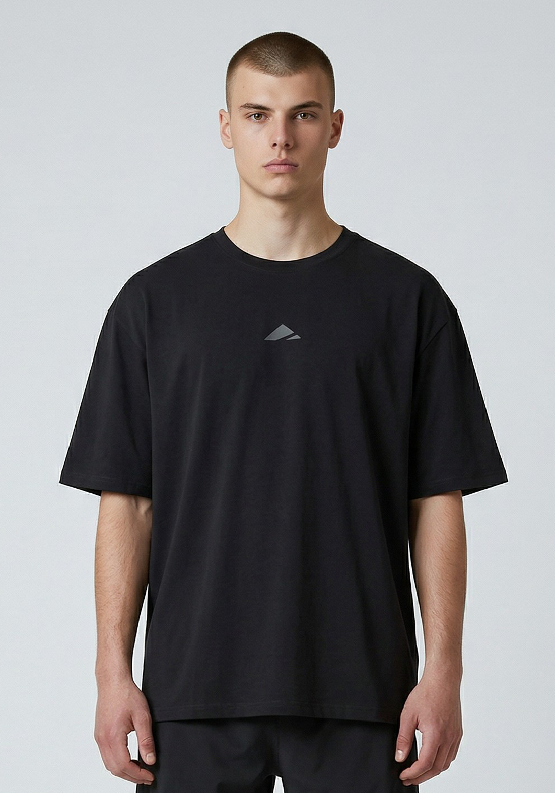 Layer FLXFIT Oversized Training Tee in Black, front view
