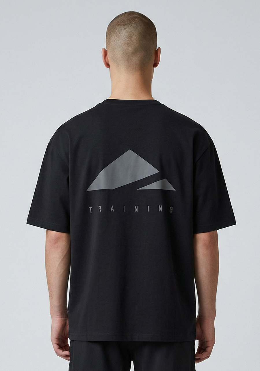 Layer FLXFIT Oversized Training Tee in Black, back view

