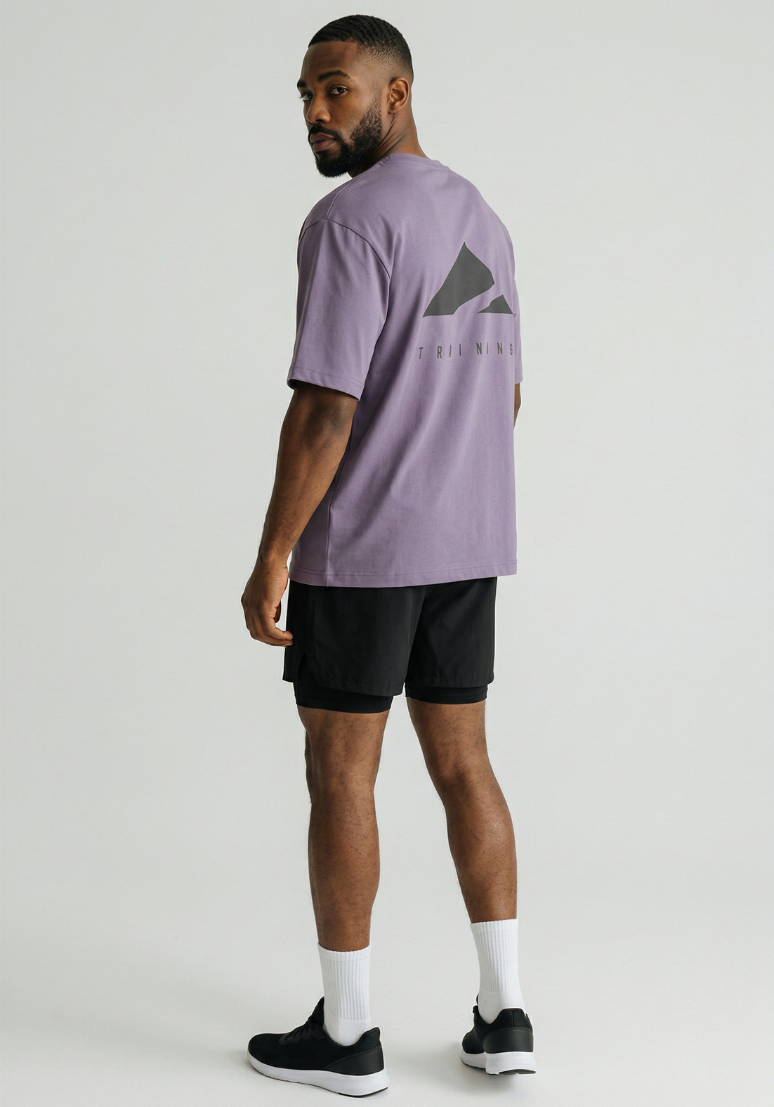 Layer FLXFIT Oversized Training Tee in Dusty Purple, side view
