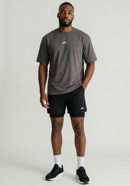 Layer FLXFIT Oversized Training Tee in Graphite, full front view

