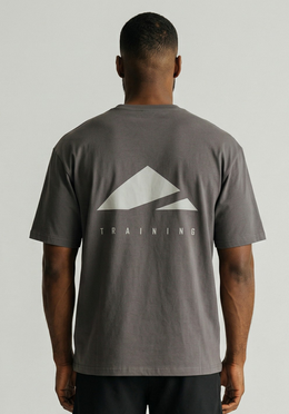 Layer FLXFIT Oversized Training Tee in Graphite, back view
