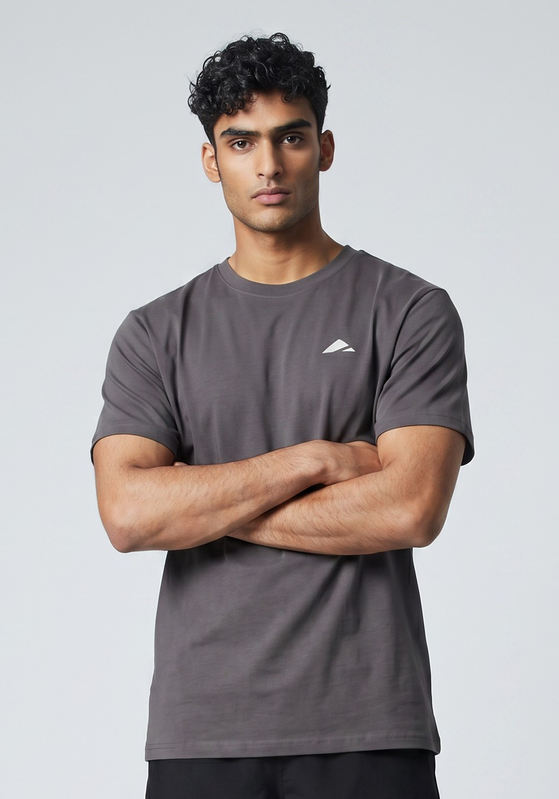Layer FLXFIT Icon Training Tee in Graphite, front view
