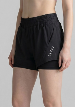 Layer FTR 2-in-1 Running Shorts in Black, detail view
