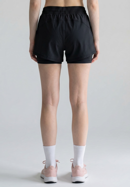 Layer FTR 2-in-1 Running Shorts in Black, back view
