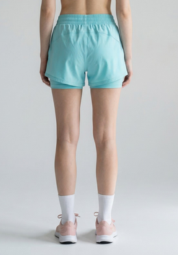 Layer FTR 2-in-1 Running Shorts in Light Blue, back view

