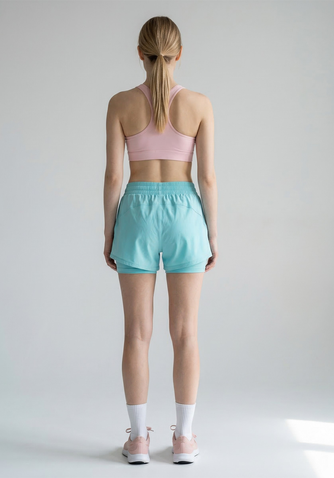 Layer FTR 2-in-1 Running Shorts in Light Blue, full back view

