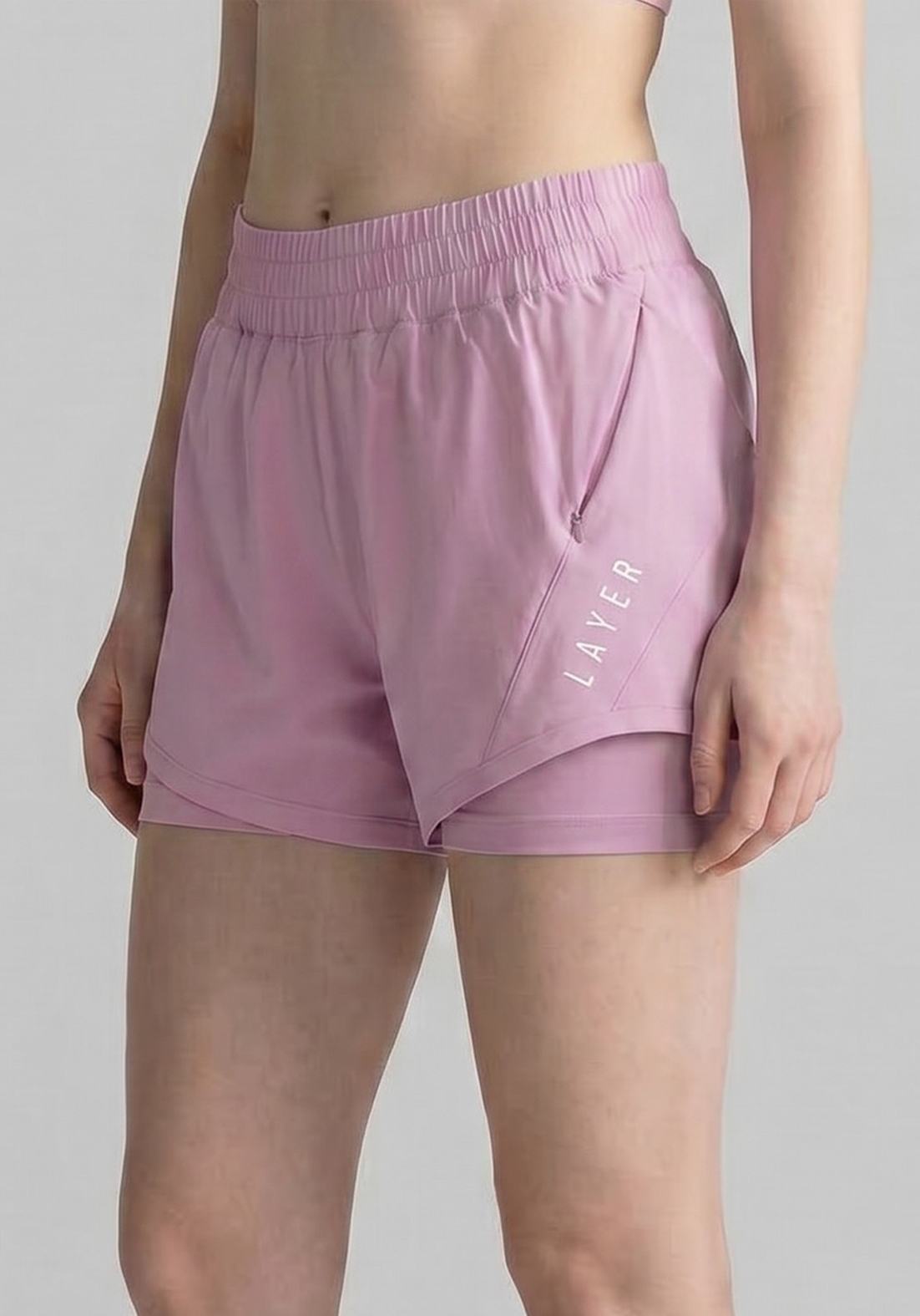 Layer FTR 2-in-1 Running Shorts in Soft Pink, detail view
