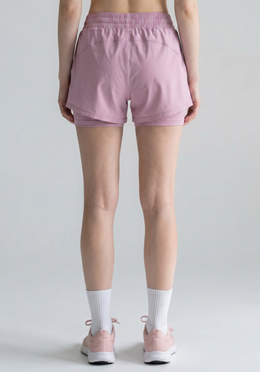 Layer FTR 2-in-1 Running Shorts in Soft Pink, back view
