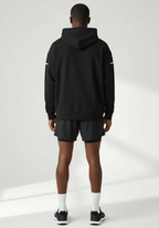 Layer FTR Shadow Hoodie black rear view showing hood and fit