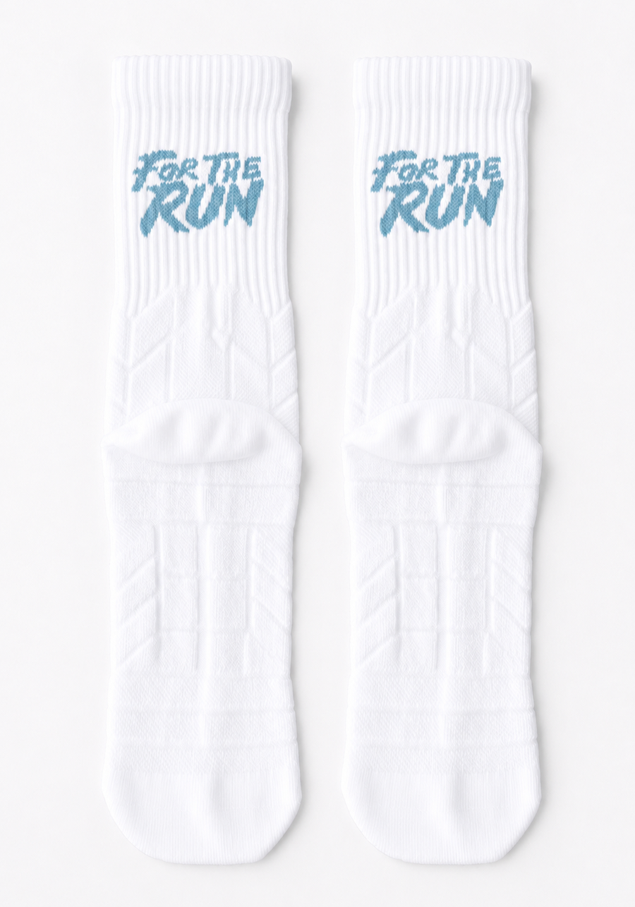 Layer FTR Performance Socks in Alpine White, back view
