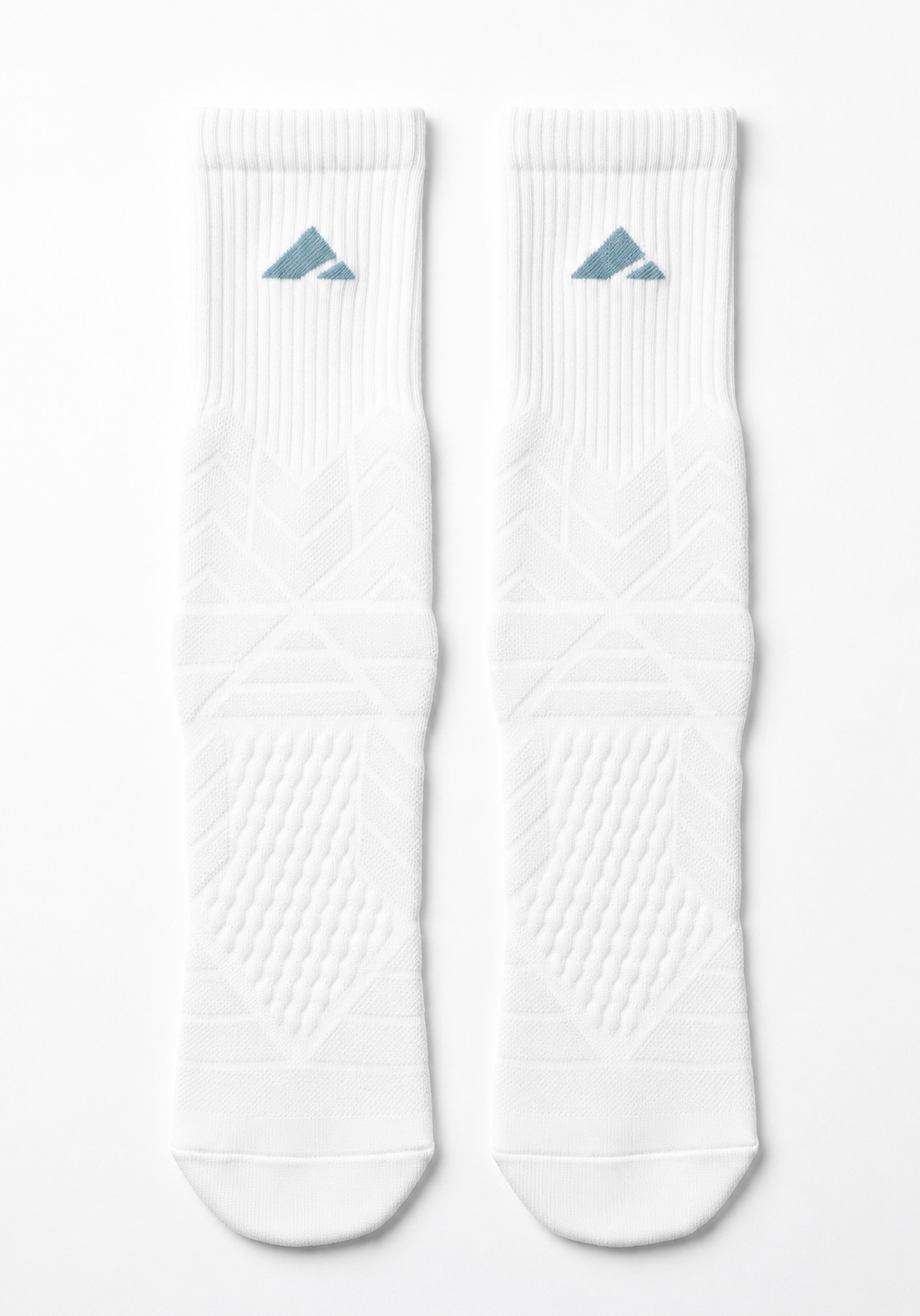 Layer FTR Performance Socks in Alpine White, front view
